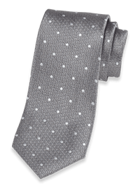 Dot Woven Silk Tie - Silver