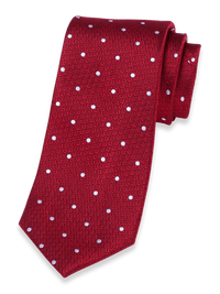 Dot Woven Silk Tie - Red