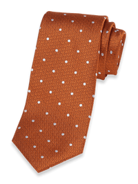 Dot Woven Silk Tie - Orange