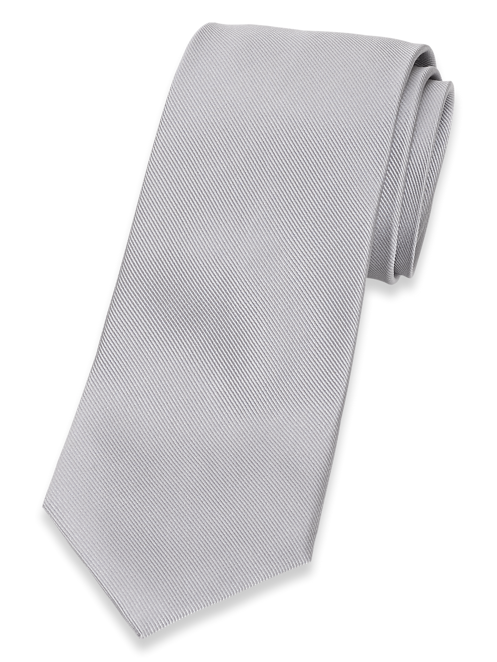 Product Image of Solid Twill Woven Silk Tie-Silver