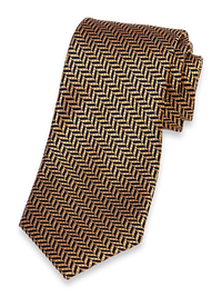 Herringbone Woven Silk Tie - Gold