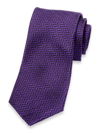 Herringbone Woven Silk Tie - Purple