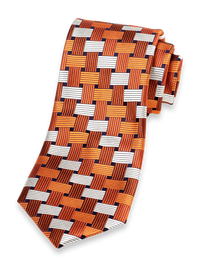 Basketweave Woven Silk Tie - Orange Multi