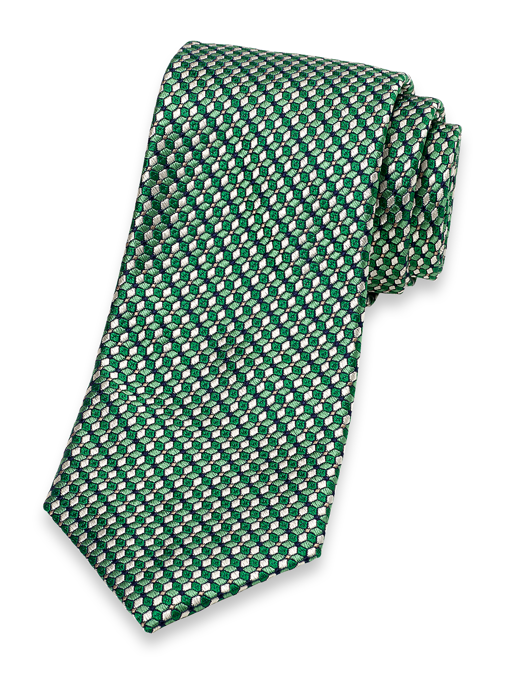 Product Image of Geometric Woven Silk Tie-Green