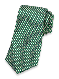 Geometric Woven Silk Tie - Green