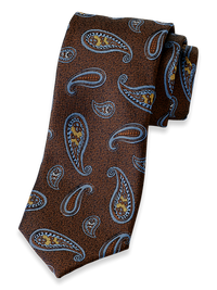 Paisley Woven Silk Tie - Brown