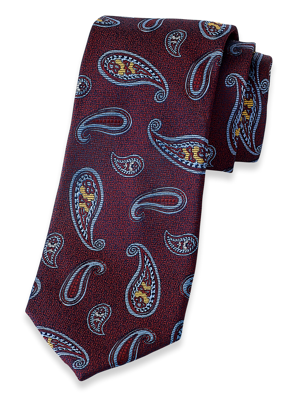 Product Image of Paisley Woven Silk Tie-Burgundy