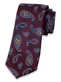 Paisley Woven Silk Tie - Burgundy