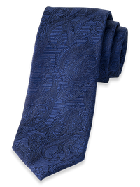 Paisley Woven Silk Tie - Navy