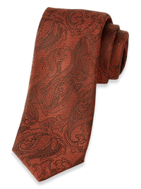 Paisley Woven Silk Tie - Rust