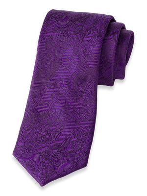 Paisley Woven Silk Tie - Purple