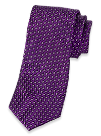 Geometric Woven Silk Tie - Purple