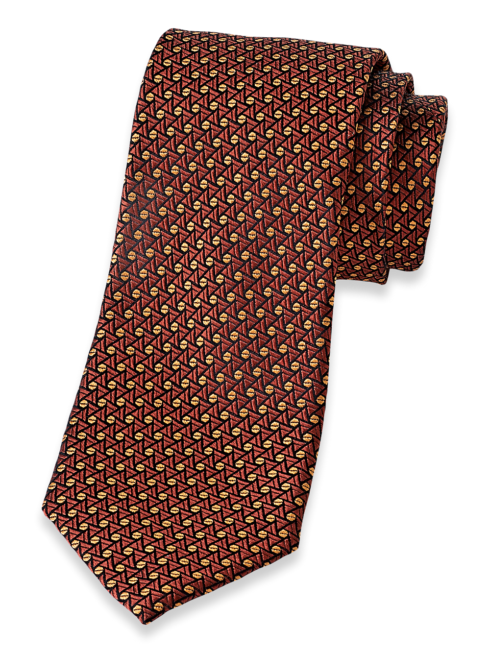 Product Image of Geometric Woven Silk Tie-Rust