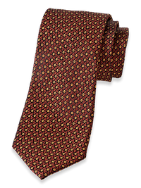 Geometric Woven Silk Tie - Rust