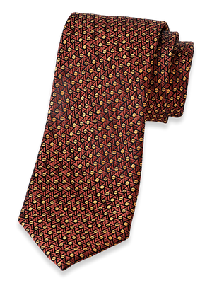 Geometric Woven Silk Tie - Rust