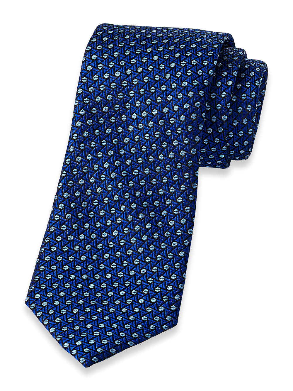 Product Image of Geometric Woven Silk Tie-Blue