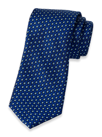 Geometric Woven Silk Tie - Blue