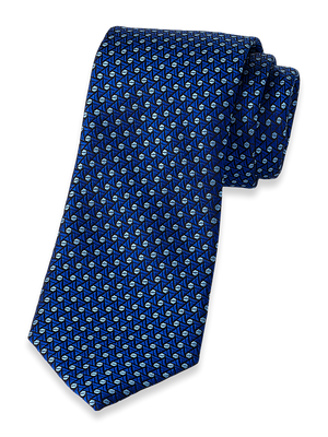 Geometric Woven Silk Tie - Blue