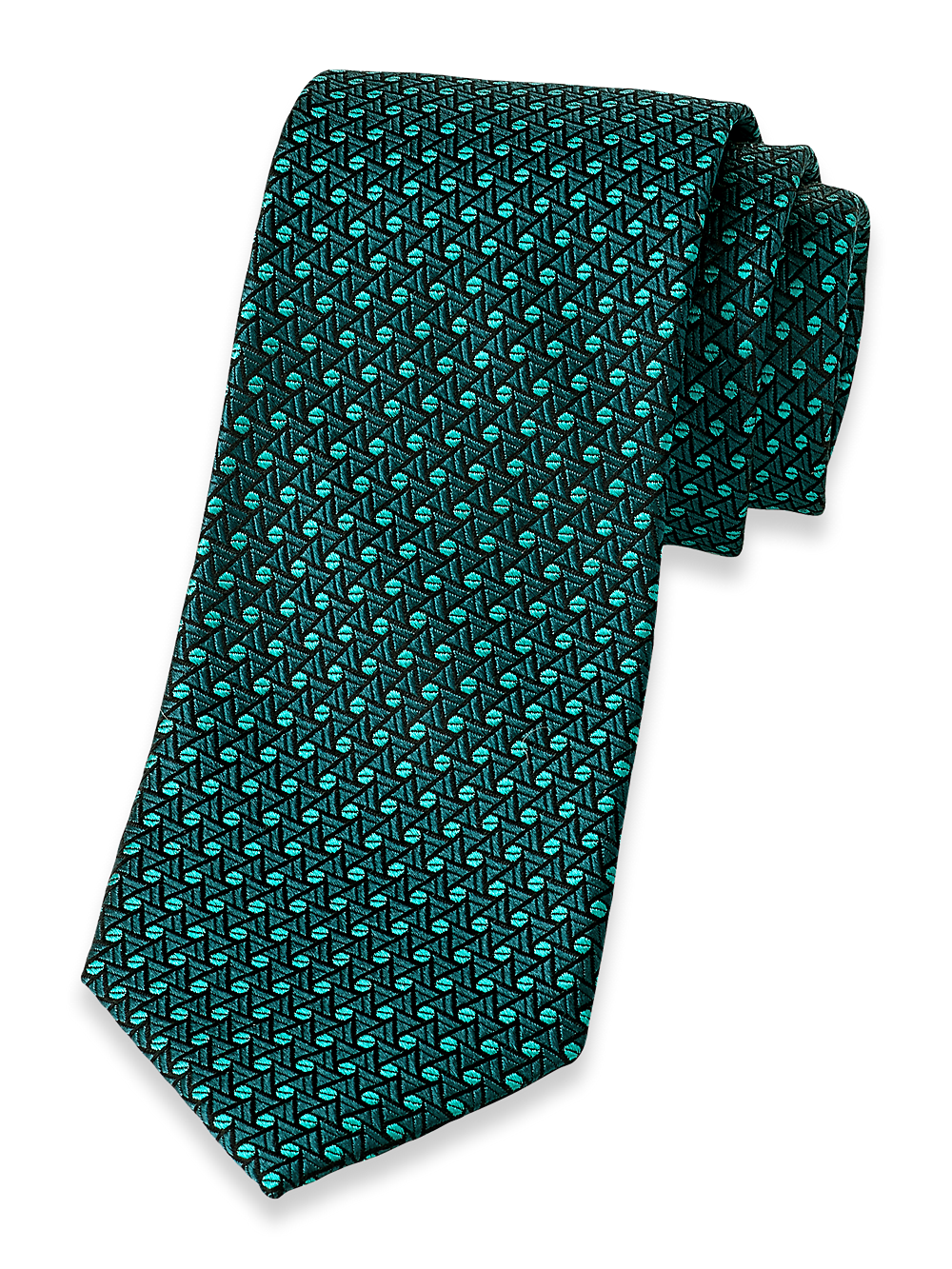 Product Image of Geometric Woven Silk Tie-Teal