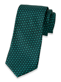 Geometric Woven Silk Tie - Teal