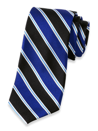 Stripe Woven Silk Tie - Blue/black