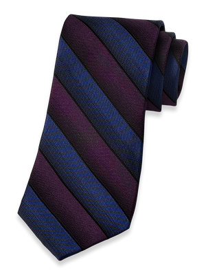 Stripe Woven Silk Tie - Blue/purple