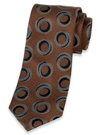 Circles Woven Silk Tie - Brown