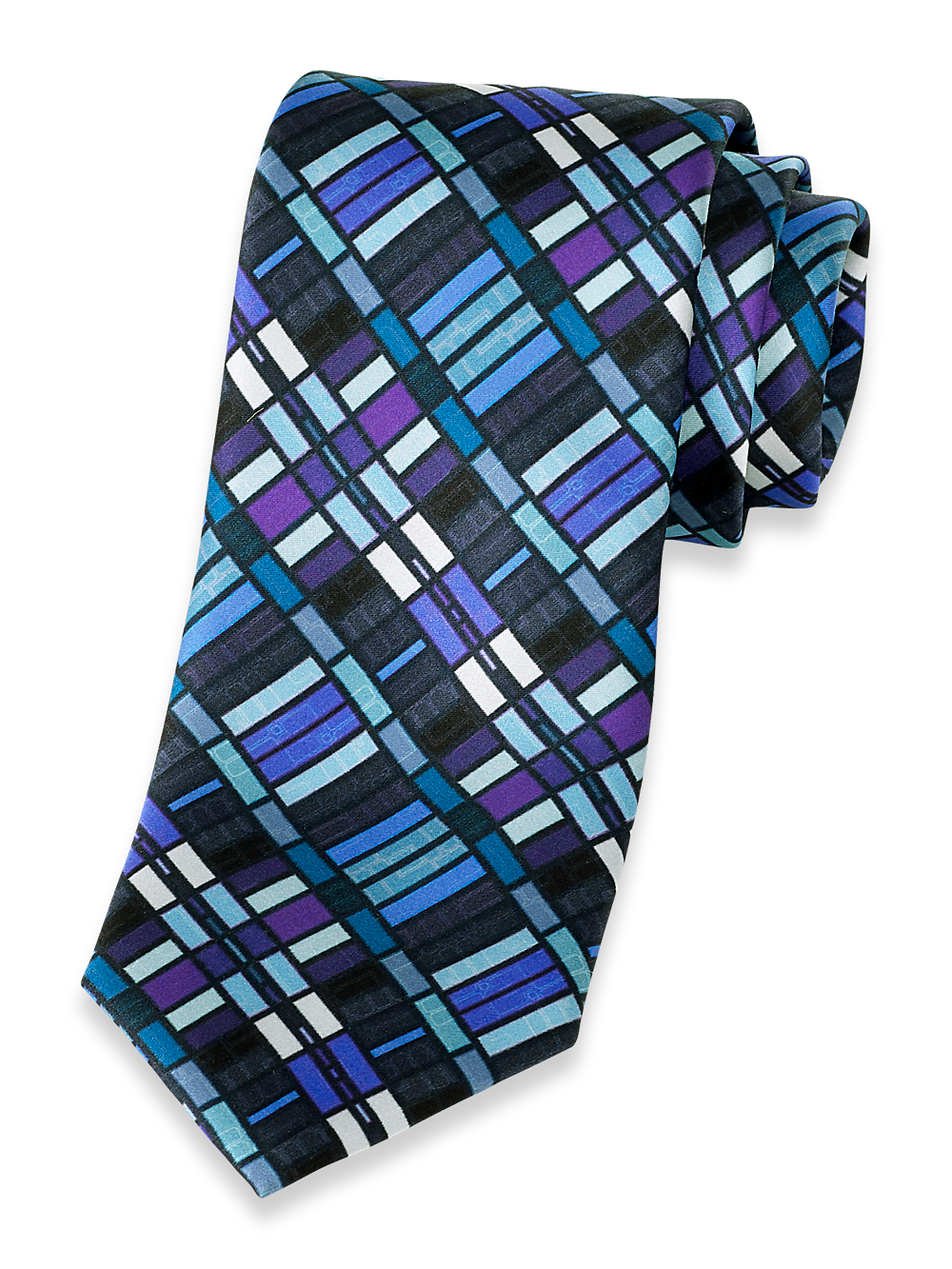 Product Image of Geometric Printed Italian Silk Tie-Blue Multi