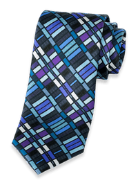 Geometric Printed Italian Silk Tie - Blue Multi