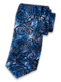 Paisley Printed Italian Silk Tie - Blue