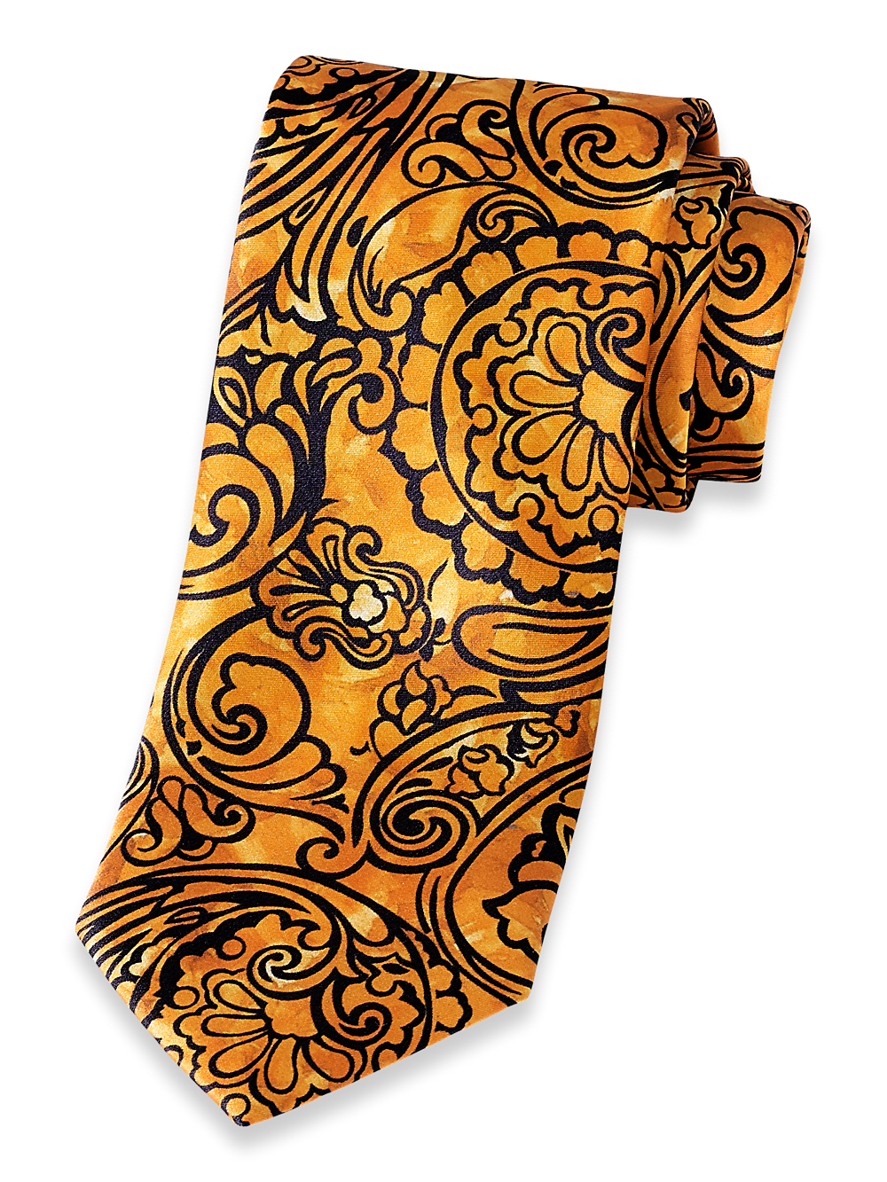 Product Image of Paisley Printed Italian Silk Tie-Orange