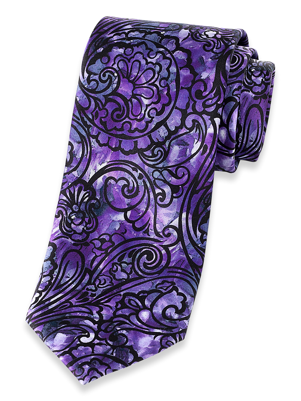 Product Image of Paisley Printed Italian Silk Tie-Purple