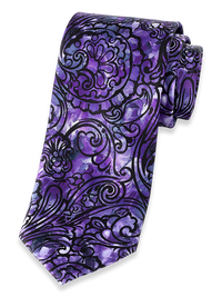 Paisley Printed Italian Silk Tie - Purple