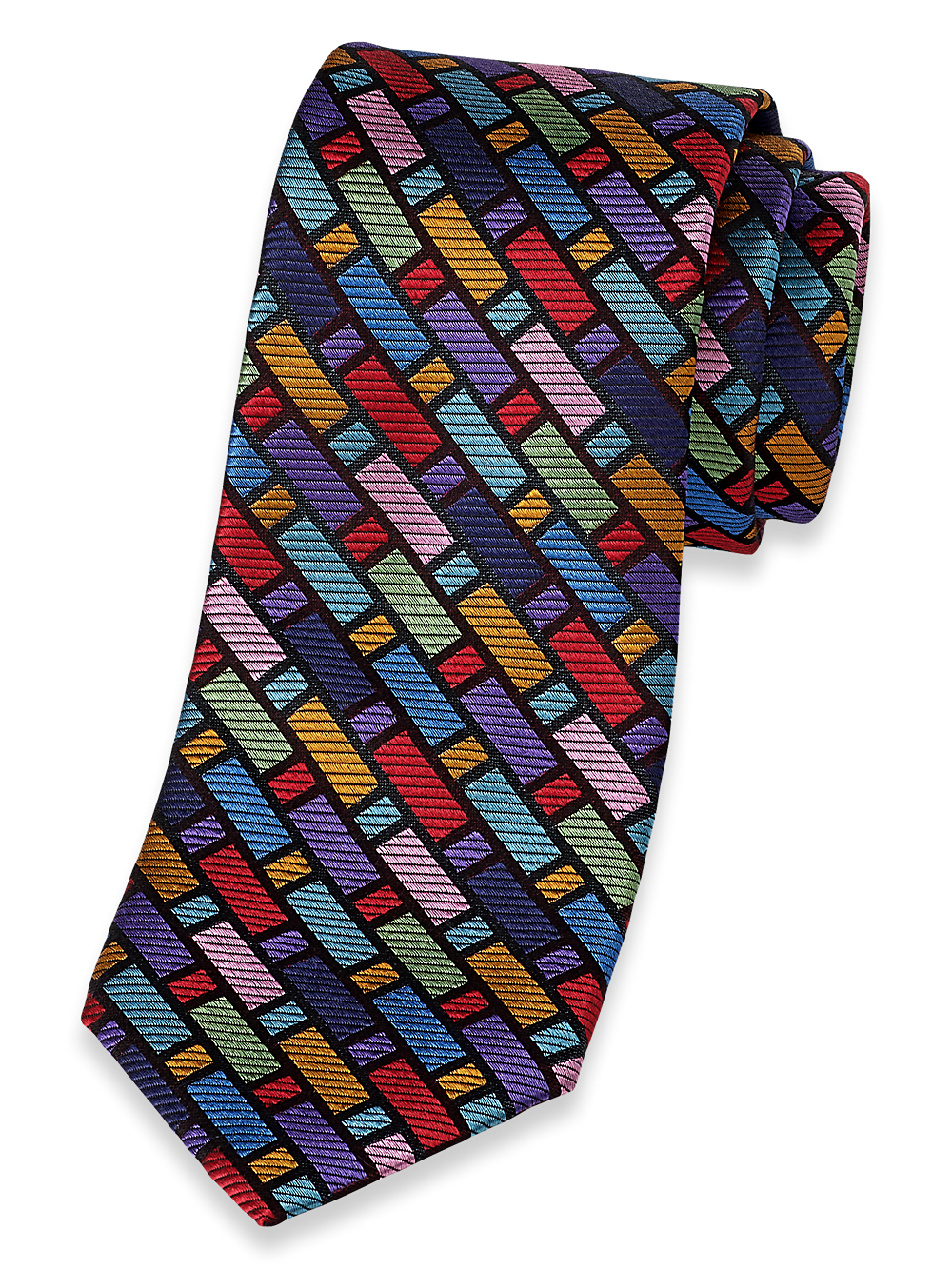 Product Image of Geometric Woven Silk Tie-Multi