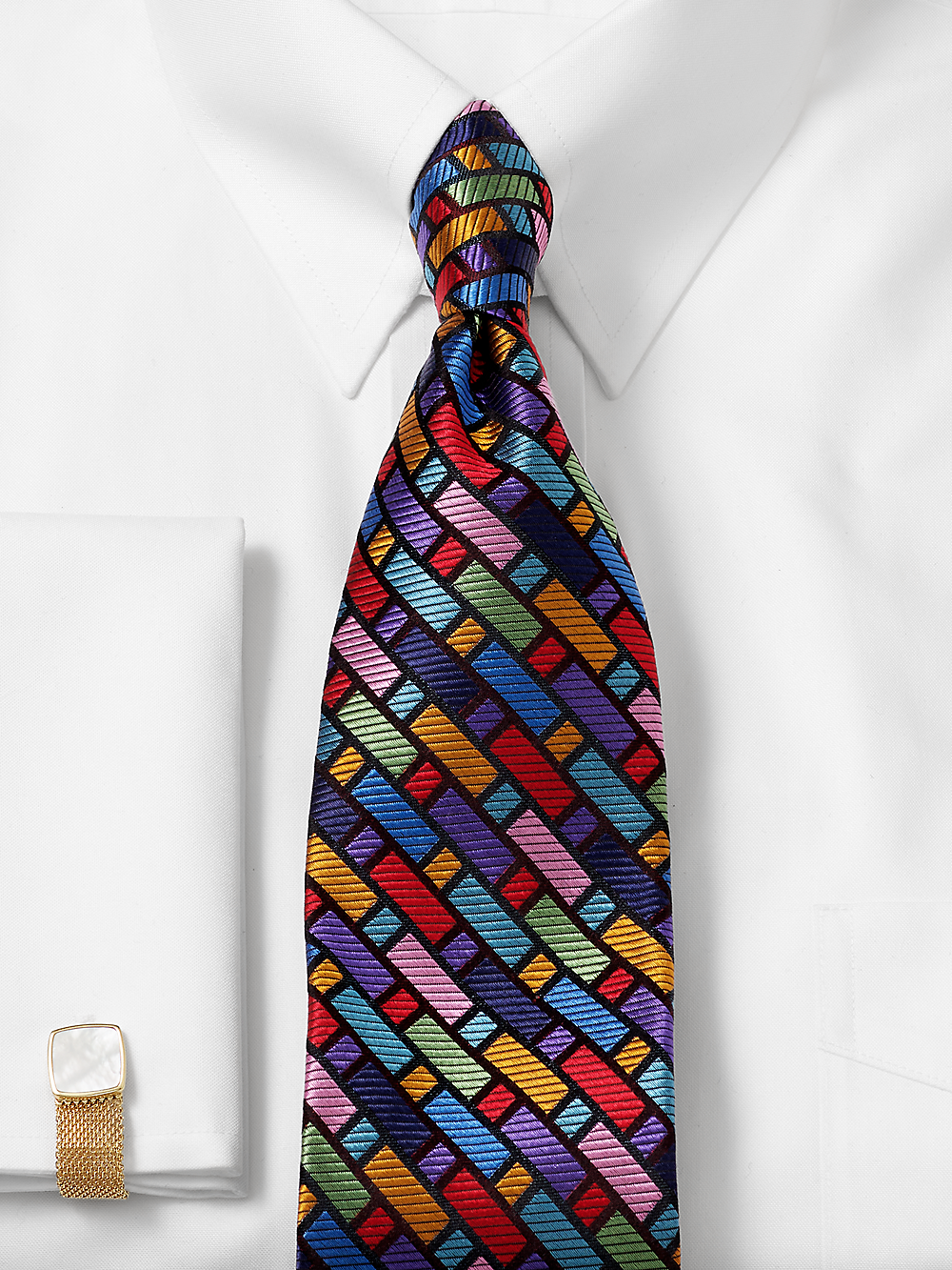 Alternate Image of Geometric Woven Silk Tie-1