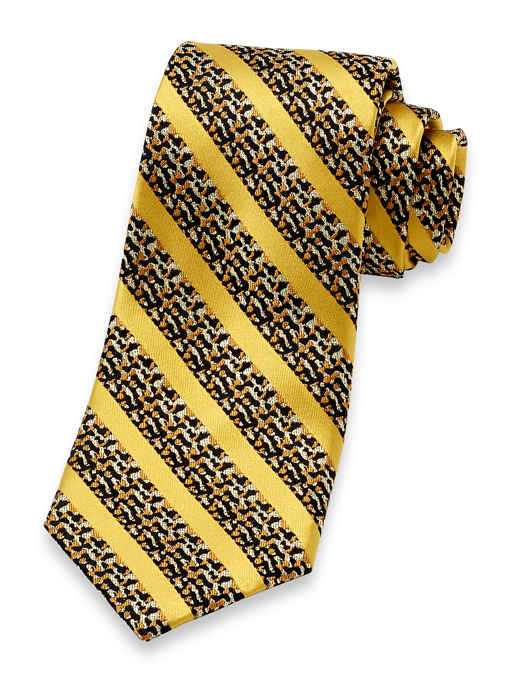 Product Image of Stripe Woven Silk Blend Tie-Navy/Gold