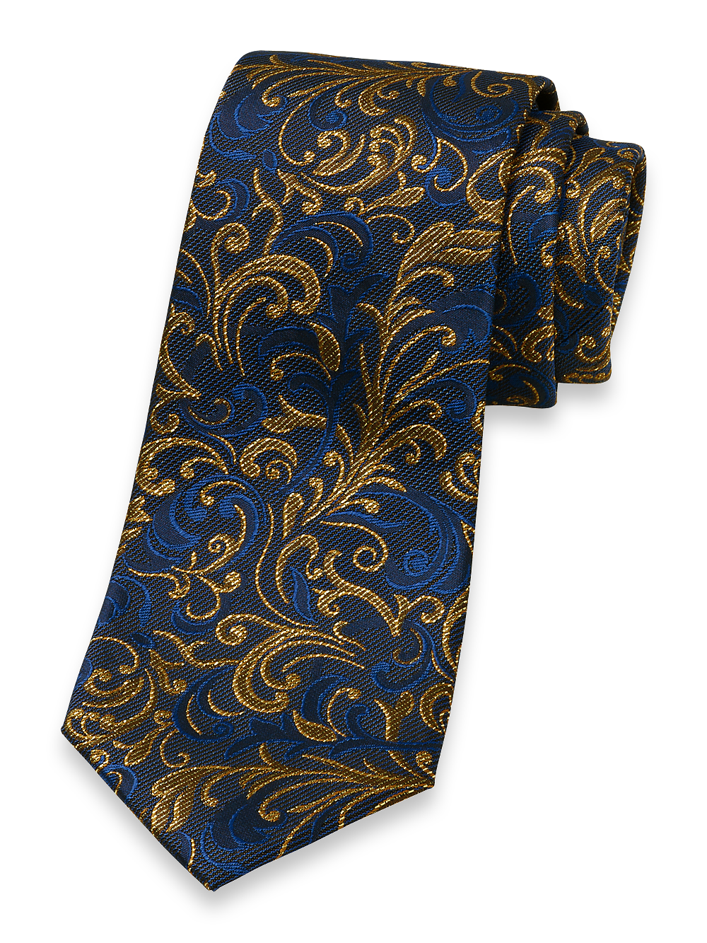 Product Image of Filigree Motif Woven Silk Blend Tie-Navy Multi