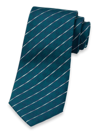 Stripe Woven Silk Blend Tie - Hunter