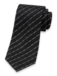 Stripe Woven Silk Blend Tie - Black