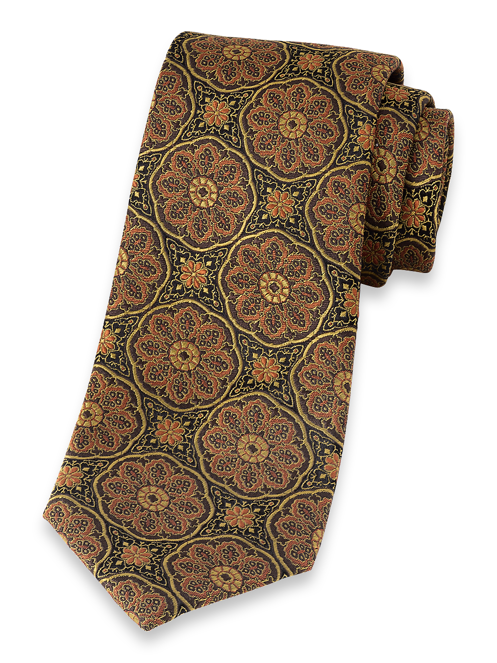 Product Image of Medallion Woven Silk Tie-Yellow