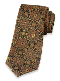 Medallion Woven Silk Tie - Yellow