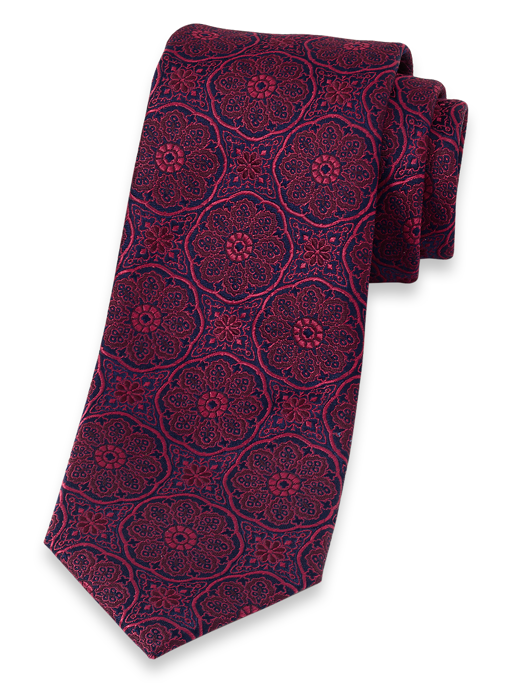 Product Image of Medallion Woven Silk Tie-Red