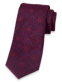 Medallion Woven Silk Tie - Red