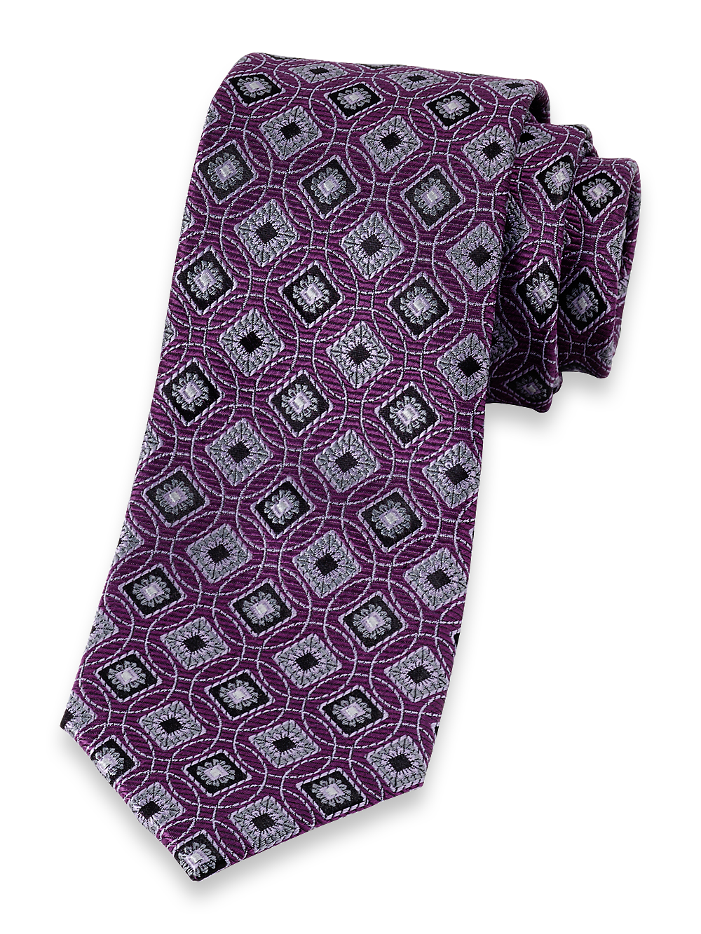 Product Image of Geometric Woven Silk Tie-Purple