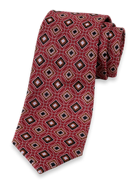 Geometric Woven Silk Tie - Red