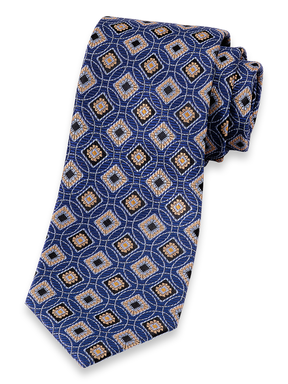 Product Image of Geometric Woven Silk Tie-Blue