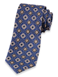 Geometric Woven Silk Tie - Blue