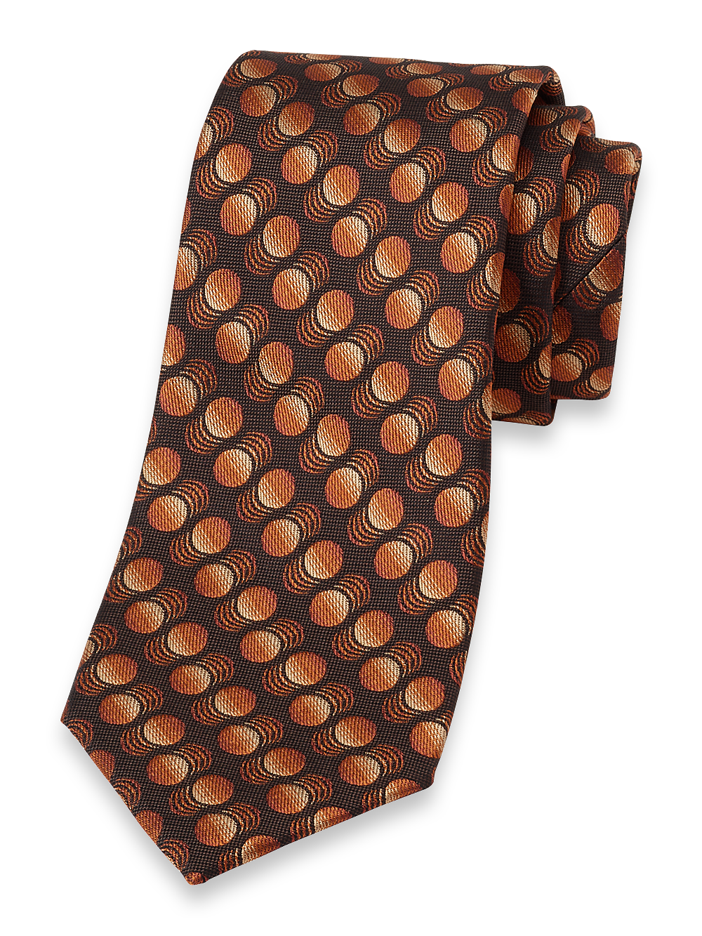 Product Image of Circles Woven Silk Tie-Brown