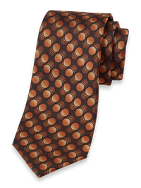 Circles Woven Silk Tie - Brown