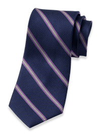 Stripe Woven Silk Tie - Blue/purple